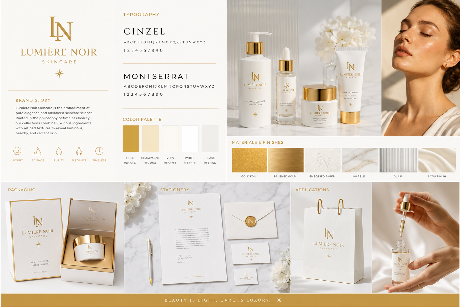 LUMIÈRE NOIR – Luminous Serum Commercial — brand identity