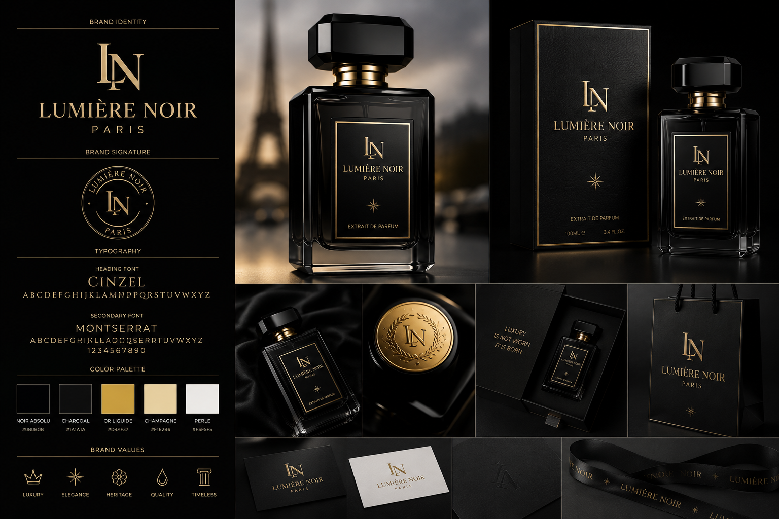 LUMIÈRE NOIR – Luxury Perfume Brand Identity — brand identity