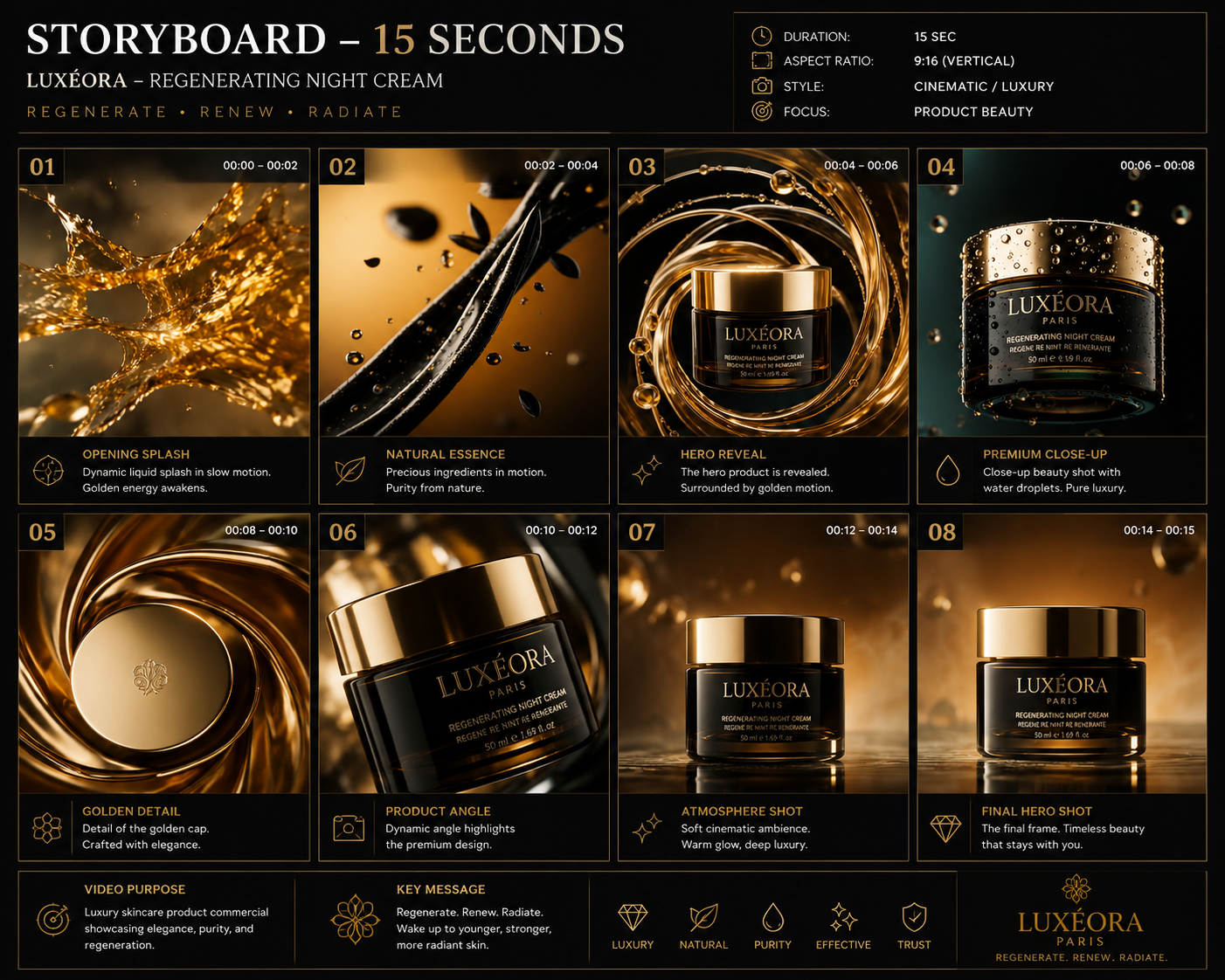 Luxéora Paris Regenerating Night Cream — storyboard