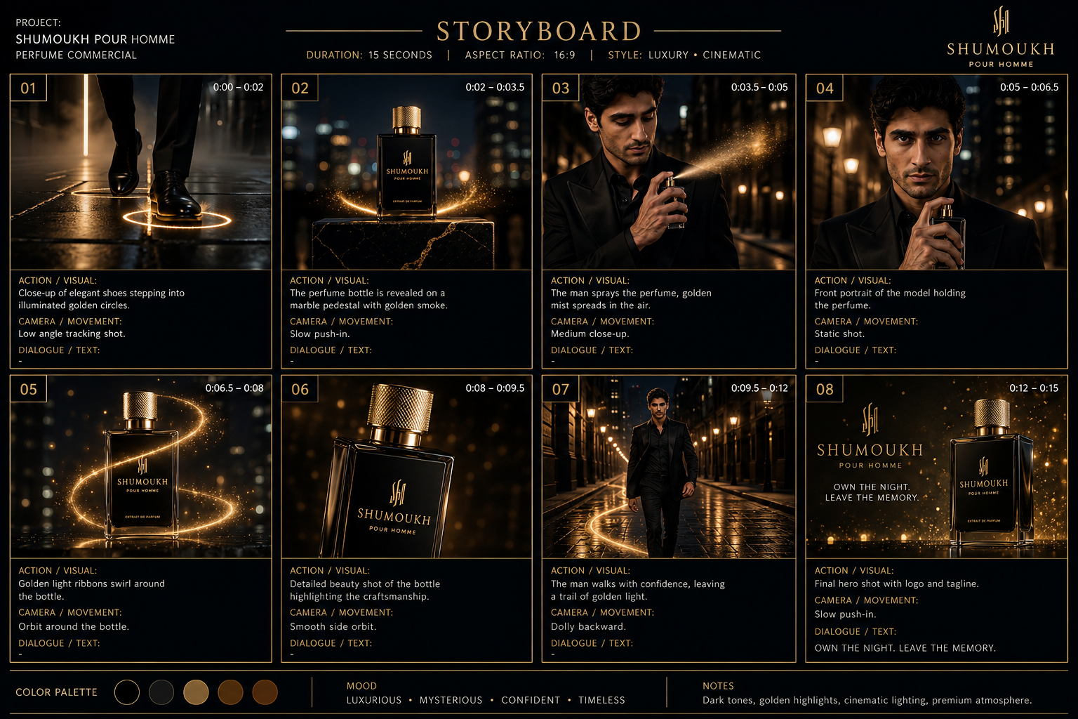 Shumoukh Pour Homme — storyboard