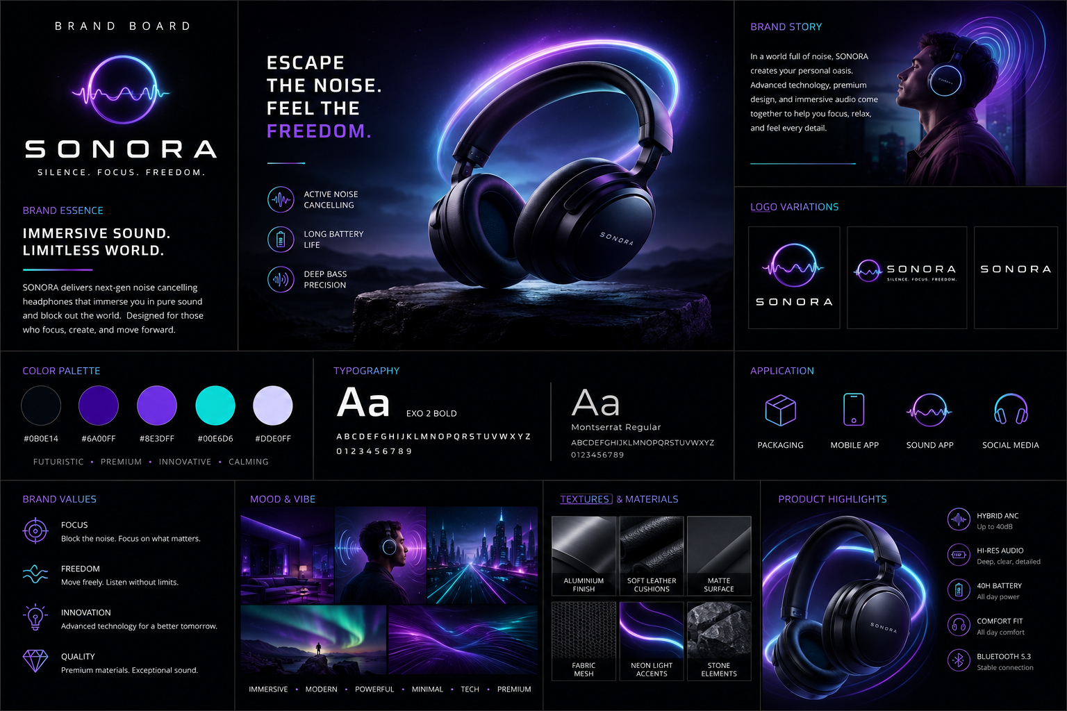 SONORA Wireless Headphones — brand identity