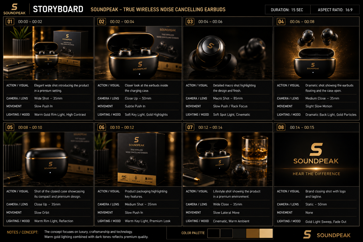 SoundPeak Earbuds — storyboard