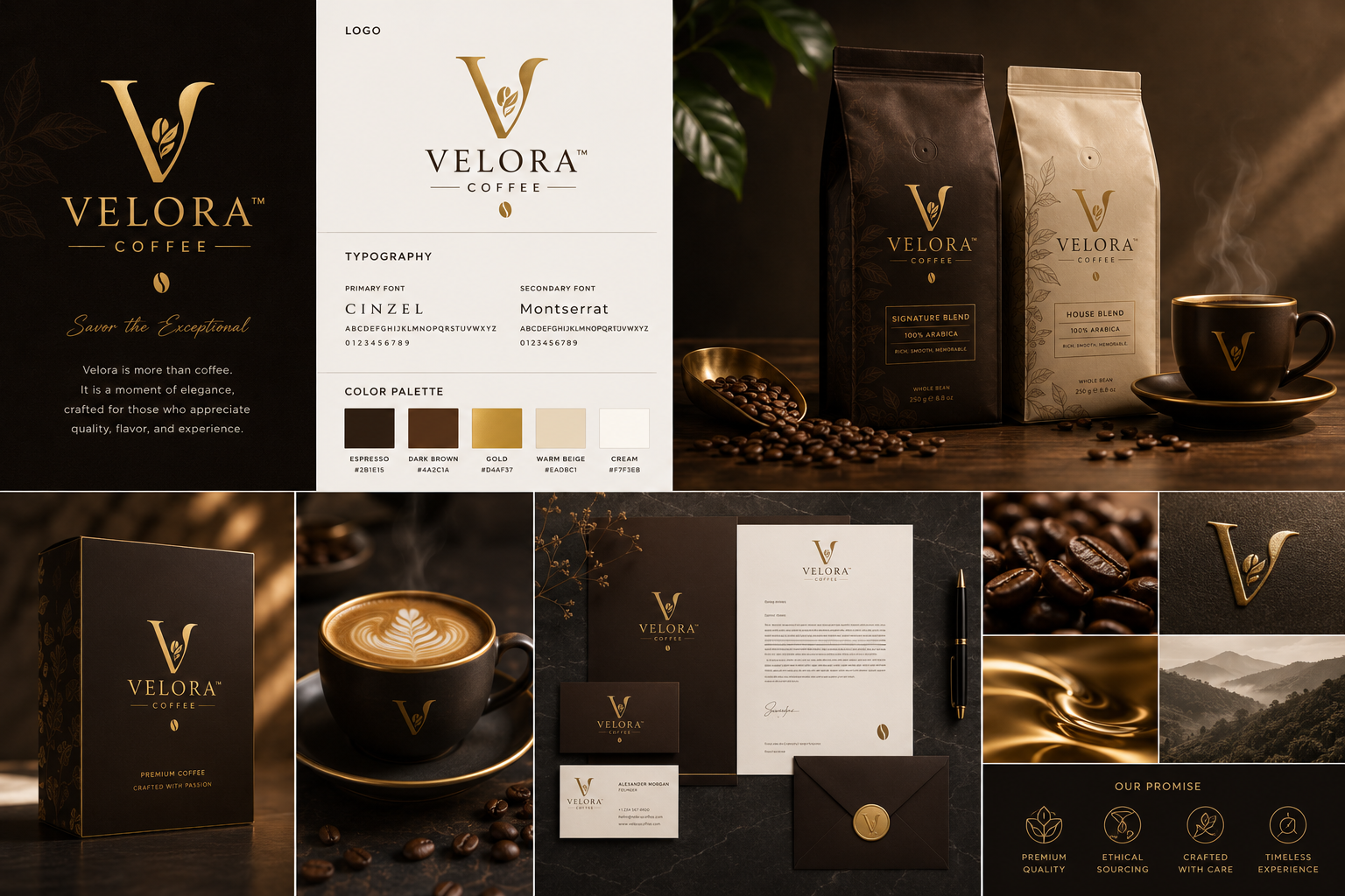 Velora Premium Coffee – Signature Blend — brand identity