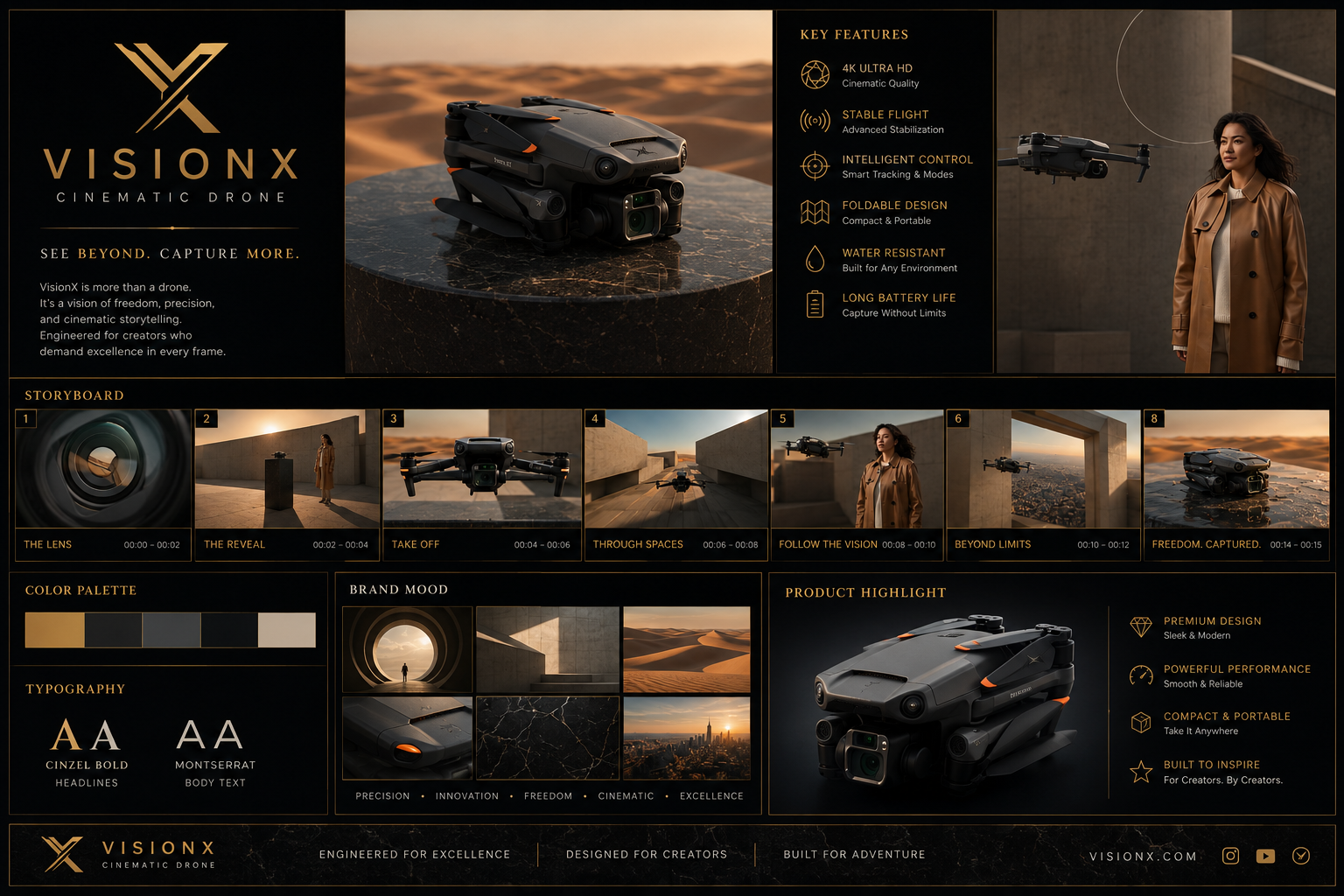 VisionX Cinematic Drone — brand identity