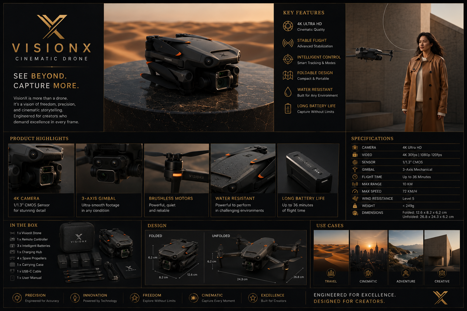 VisionX Cinematic Drone — product presentation