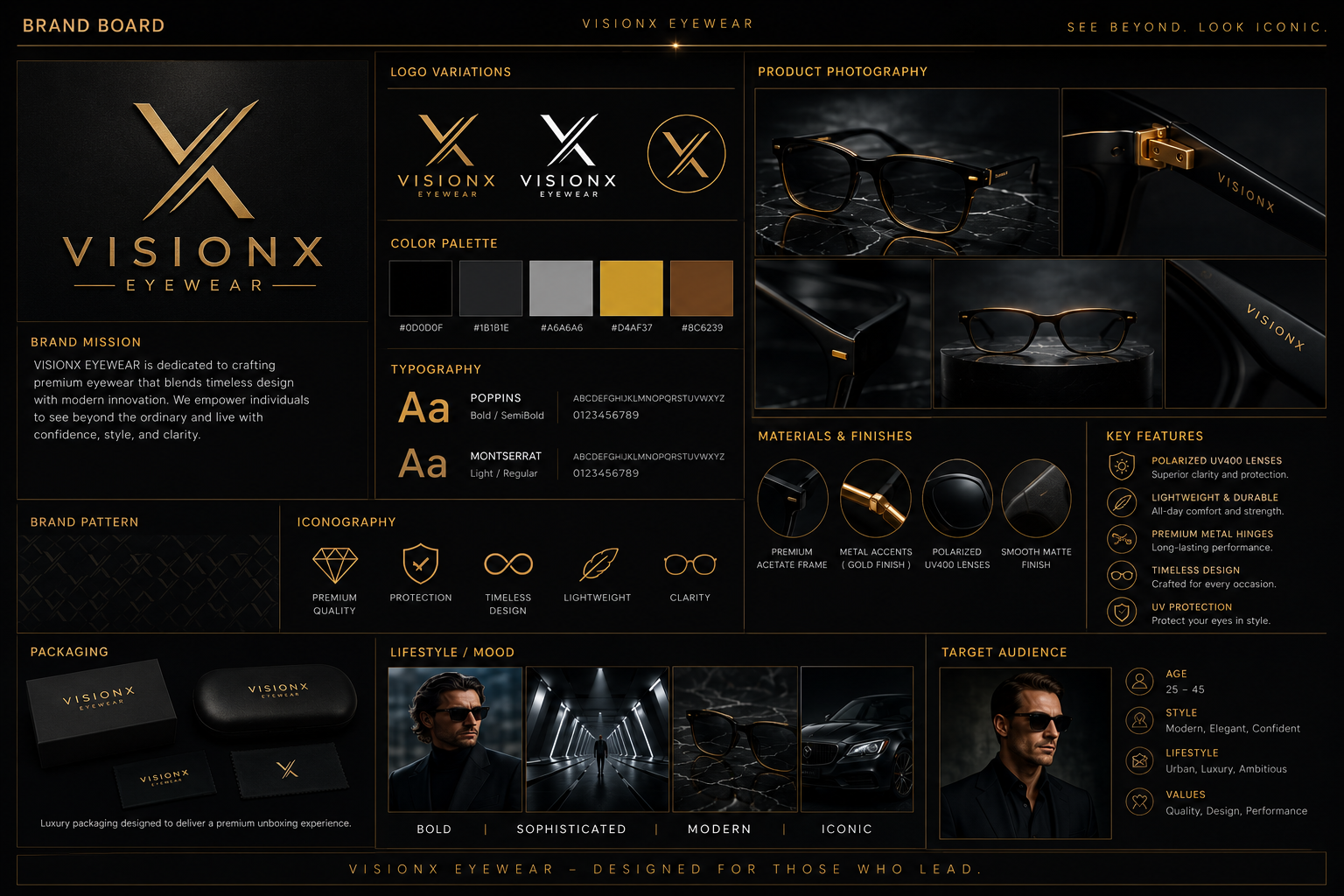 VisionX Premium Eyewear — brand identity